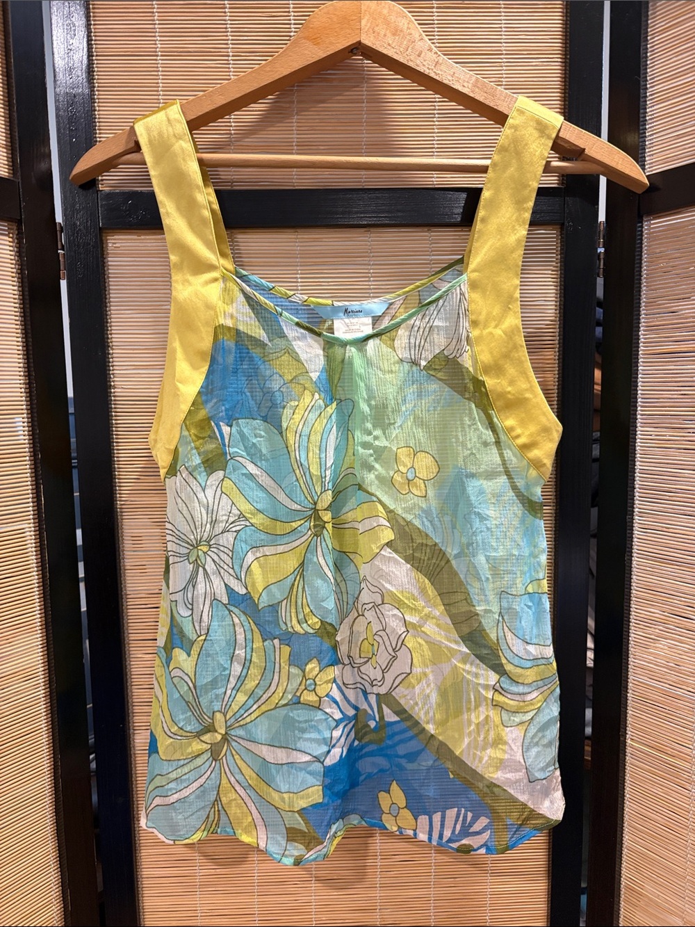 Y2K silk Floral Tank Top - Yellow Multi